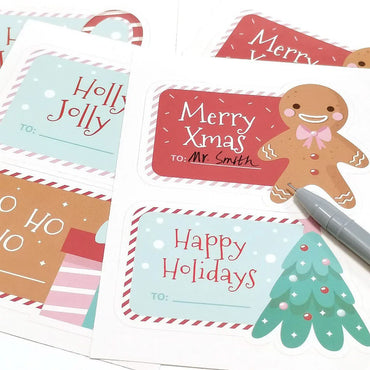 100pcs Merry Christmas Stickers Seal Labels Cute Name Tags for Xmas Cards Gift Packaging Envelope Box Xmas Decorative Sticker (ONLINE ORDER ONLY)