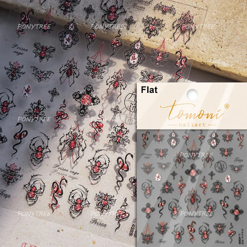 Glitter Star Snake Moon Darkness Eye Love Heart Crown Sword Self Adhesive Nail Art Stickers Punk Jelly Angel Wing Manicure Decal (ONLINE ORDER ONLY)