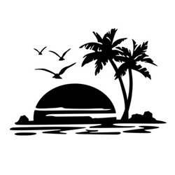 Palm Trees Camping Sticker RV Campervan Motorhome Caravan Van Body Side Decor Decal Accessories Decoration Car Sticker (ONLINE ORDER ONLY)