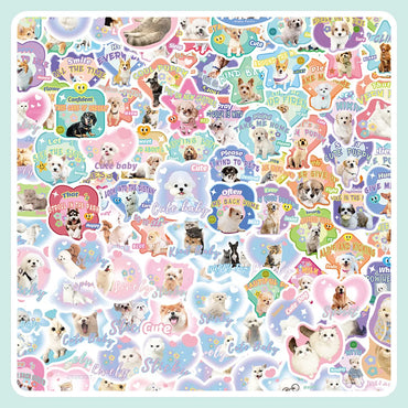 10/30/60/120PCS Cute Pet Dog Cat Stickers Cartoon Decals DIY Waterproof Scrapbook Phone Suitcase Skateboard Fridge Graffiti Toys (ONLINE ORDER ONLY)