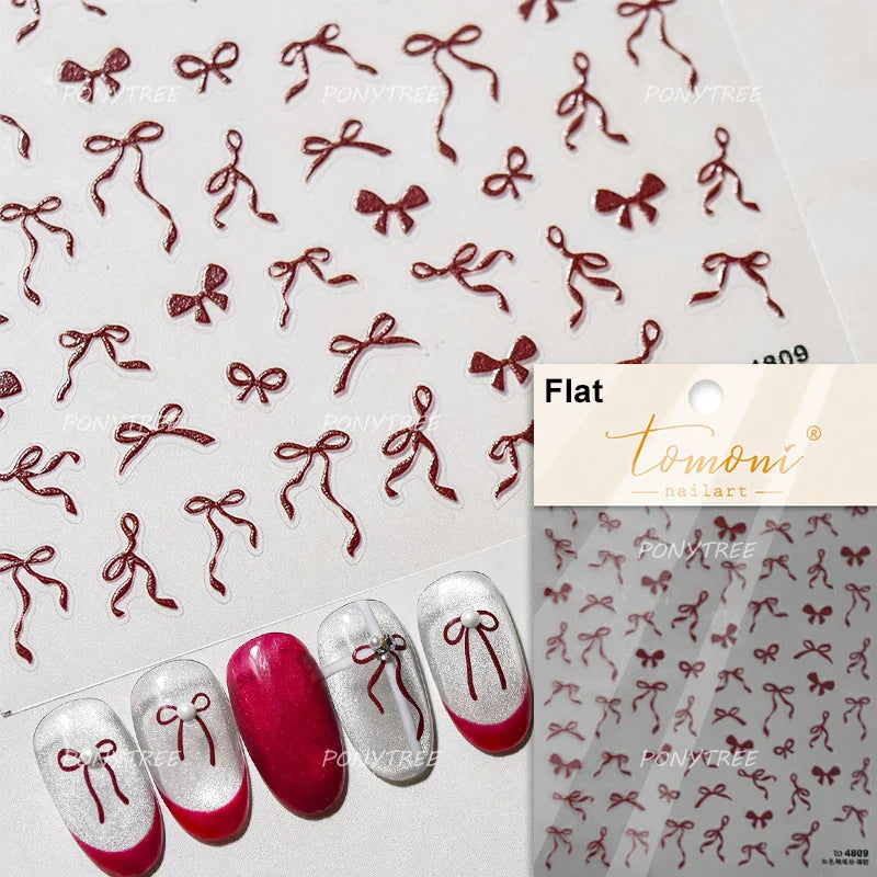 Black Rabbit Bunny Ribbon Bowknot Flower Cake Daisy Dessert Knife Fork Butterfly Self Adhesive Nail Art Stickers Manicure Decals (ONLINE ORDER ONLY)