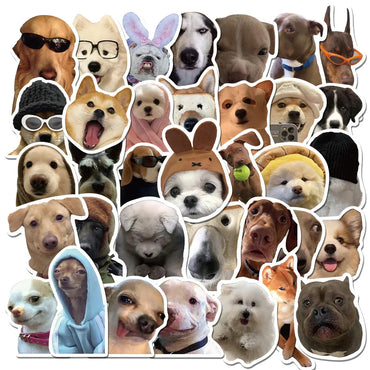 10/30/50pcs Dog Meme Cartoon Stickers Funny Animal Graffiti Sticker Motorcycle Laptop Skateboard Spoof Cartoon Decal Waterproof (Online Order Only)
