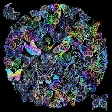 100 PCS/PACK Transparent Butterfly Laser Stickers Holographic Stickers PET Creative Retro Stickers for Laptop,Water bottles,Helm (Online Order Only)