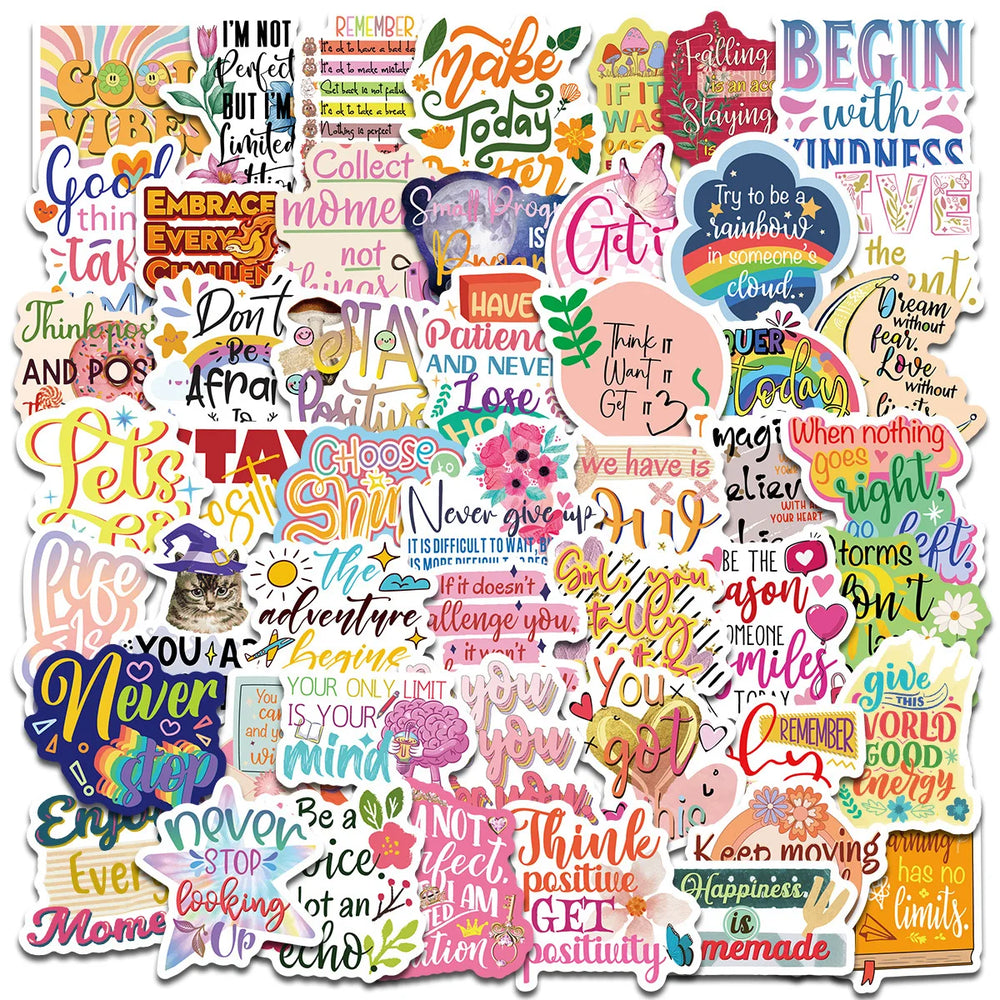 50Pcs Inspirational Quote Stickers for Helmet, Wall, DIY Decor (ONLINE ORDER ONLY)
