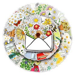50Pcs Daisy Cartoon Waterproof Vinyl Stickers for Skateboard Snowboard (Online Order Only)