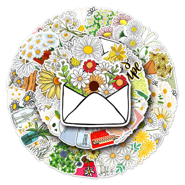 50Pcs Daisy Cartoon Waterproof Vinyl Stickers for Skateboard Snowboard (Online Order Only)
