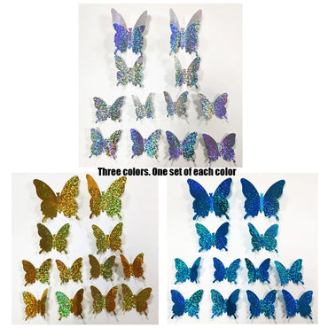 3D Glitter Butterfly Wall Stickers Set - Kids Room & Wedding Decor (Online Order Only)