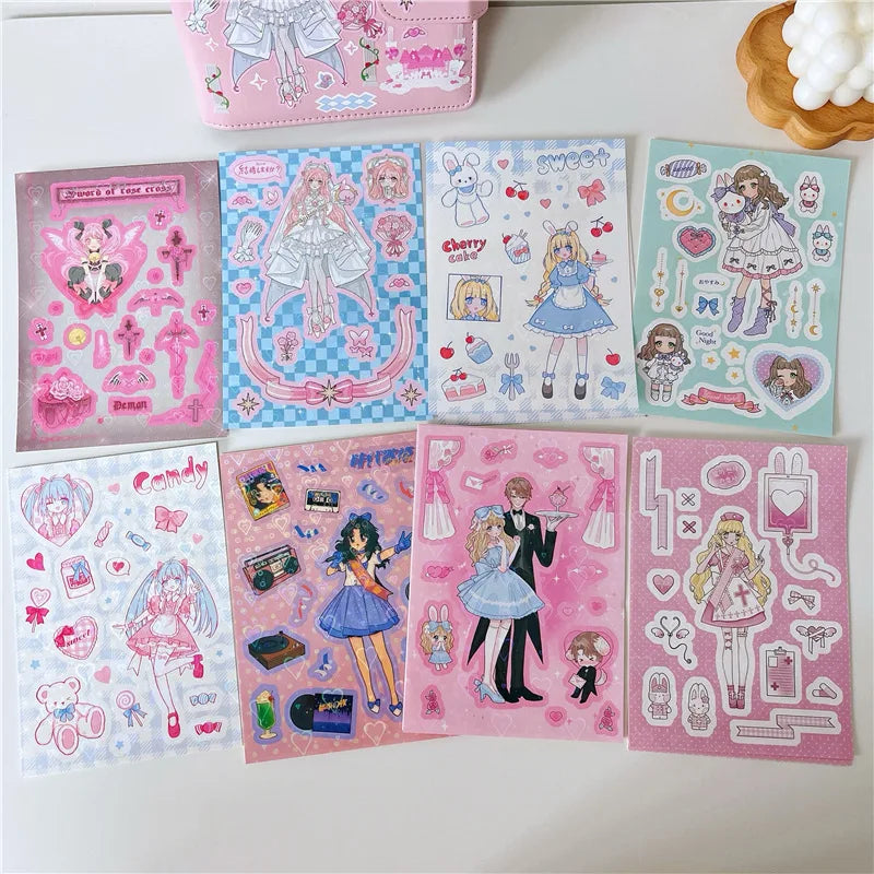 Cute Retro Comic Girl Stickers Diary Scrapbooking DIY Album Decoration Sticker Couple Aesthetic Kawaii Stationery Stick Label (ONLINE ORDER ONLY)