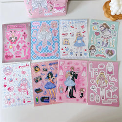 Cute Retro Comic Girl Stickers Diary Scrapbooking DIY Album Decoration Sticker Couple Aesthetic Kawaii Stationery Stick Label (ONLINE ORDER ONLY)