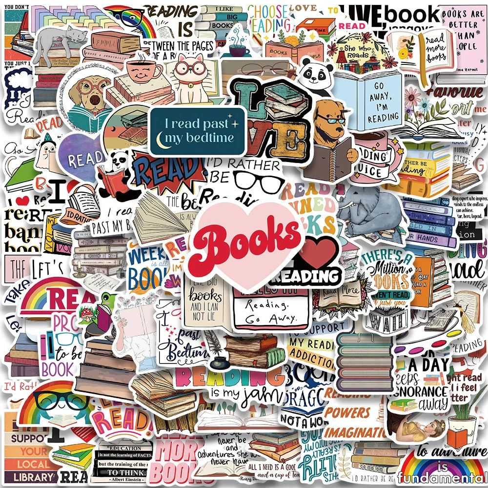 50/100PCS Bookish Aesthetic Stickers for Journal, Scrapbook, Laptop, Guitar, Luggage, Kindle (ONLINE ORDER ONLY)