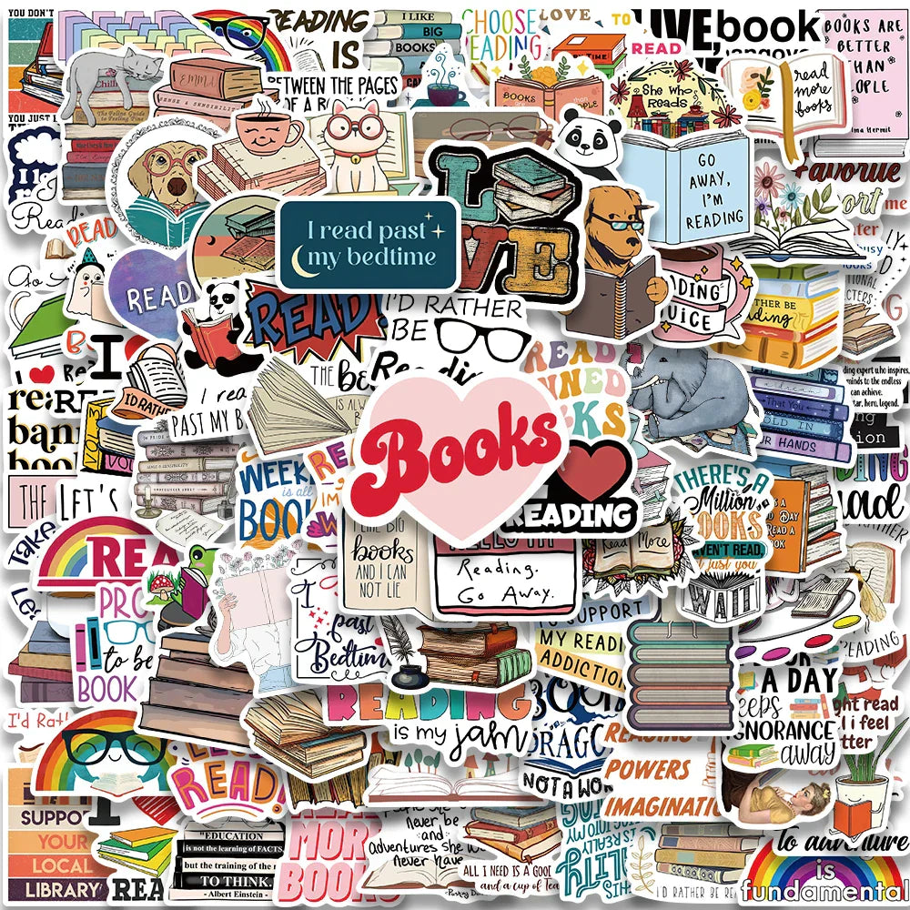 50/100PCS Bookish Aesthetic Stickers for Journal, Scrapbook, Laptop, Guitar, Luggage, Kindle (ONLINE ORDER ONLY)