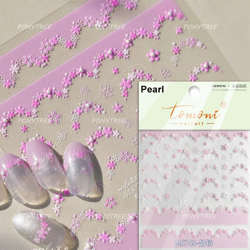 Rural Style White Daisy Flower Butterfly Small Wildflowers 5D Soft Embossed Relief Adhesive Nail Art Stickers 3D Manicure Decals (ONLINE ORDER ONLY)