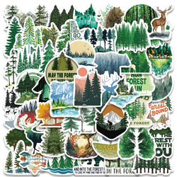 50pcs Outdoor Forest Trees Stickers Vinyl Waterproof For Laptop Guitar Luggage Bike Notebook Scrapbook Stickers Decals (ONLINE ORDER ONLY)