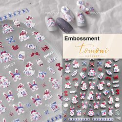 Poker Cards Mr Rabbit Tilted Teacup Bunny Cup Heart Star Block Bow Tie Hot Stamping Adhesive Nail Art Stickers Manicure Decals (ONLINE ORDER ONLY)