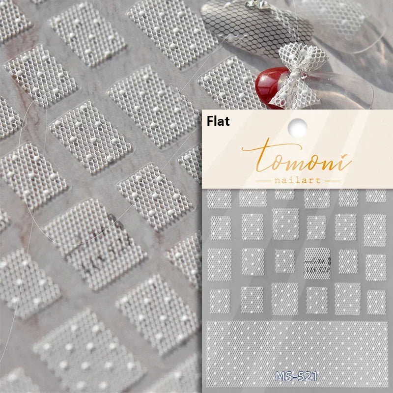 French Style Geometric Black White Square Grid Rhombus Stripe 3D Self Adhesive Nail Art Stickers Shiny Rhinestone Manicure Decal (ONLINE ORDER ONLY)