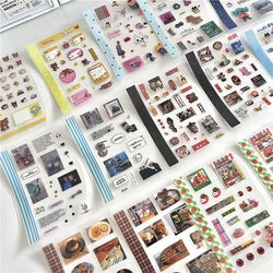 18Pc Set Japanese Y2K Cute Sticker Double Transparent Die cut Sticker Journal Handbook Scrapbooking Decoration Sticker Kids Gift (ONLINE ORDER ONLY)
