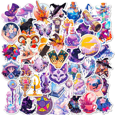 Cute Witch Anime Stickers - 10/30/50pcs for Laptop, Luggage, Phone, Guitar, Car (Online Order Only)