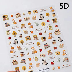 Cute Mango Dog Puppy Bear Bichon Blueberries Strawberry Cake Fruit Juice Desserts Corgi Adhesive Nail Art Sticker Manicure Decal (Online Order Only)