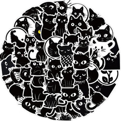 10/30/50PCS Kawaii Black Cat PVC Sticker Aesthetic Children's Decoration Scrapbooking for Kids Korean Stationery School Supplies (ONLINE ORDER ONLY)