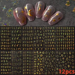 12 Sheets Valentines Nail Stickers Red Heart Nail Art Sticker Decal Solid Hollow Heart 3D Self-Adhesive Design Nail Art Supplies (ONLINE ORDER ONLY)