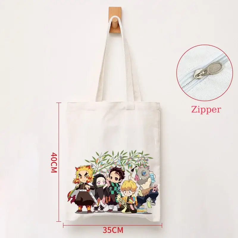Demon Slayer Canvas Bag: Nezuko & Tanjiro Zipper Tote (ONLINE ORDER ONLY)