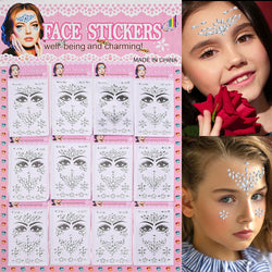 12Pcs 3D Stickers On The Face Rhinestone Makeup Bright Face Art Sticker Girl's Temporary Tattoo Rhinestone For Strasse Makeup &* (Online Order Only)