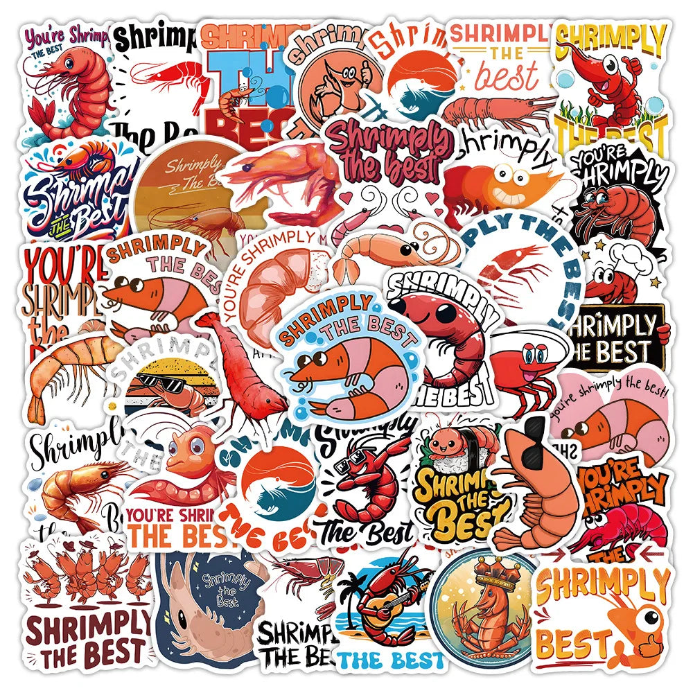 10/30/53PCS Lobster Graffiti Stickers Funny Animal Cartoon Sticker Lobster Meme DIY Fridge Luggage Laptop Phone Guitar Car Bike (ONLINE ORDER ONLY)