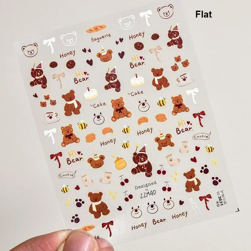 Cute Mango Dog Puppy Bear Bichon Blueberries Strawberry Cake Fruit Juice Desserts Corgi Adhesive Nail Art Sticker Manicure Decal (Online Order Only)