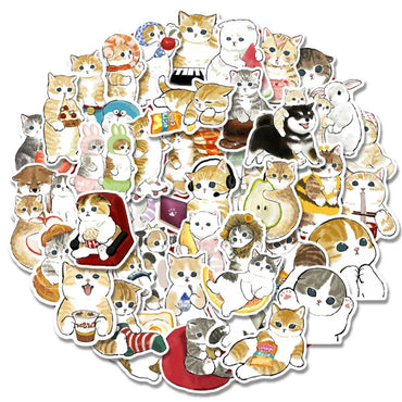 10/30/50PCS Kawaii Cartoon Cat Stickers Funny Cute Decals Decoration For Kids DIY Toys Phone Stationary Guitar Suitcase Sticker (ONLINE ORDER ONLY)