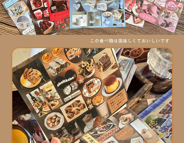 30 Pages Cute Y2K Japanese Food Cut Film Sticker Book Journal Handbook Scrapbooking Kawaii Decoration Sticker Gift (ONLINE ORDER ONLY)