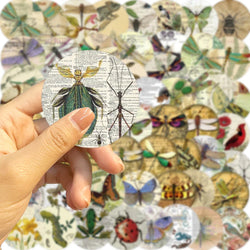 58PCS Insect Specimen Sticker Cartoon Vintage DIY Phone Laptop Luggage Skateboard Graffiti Decals Fun for Kid Stickers Toy (ONLINE ORDER ONLY)