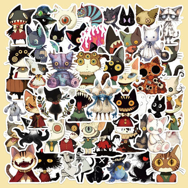 50pcs Wind Cat Graffiti Stickers for Helmet, Wall, DIY Decoration Wholesale (Online Order Only)