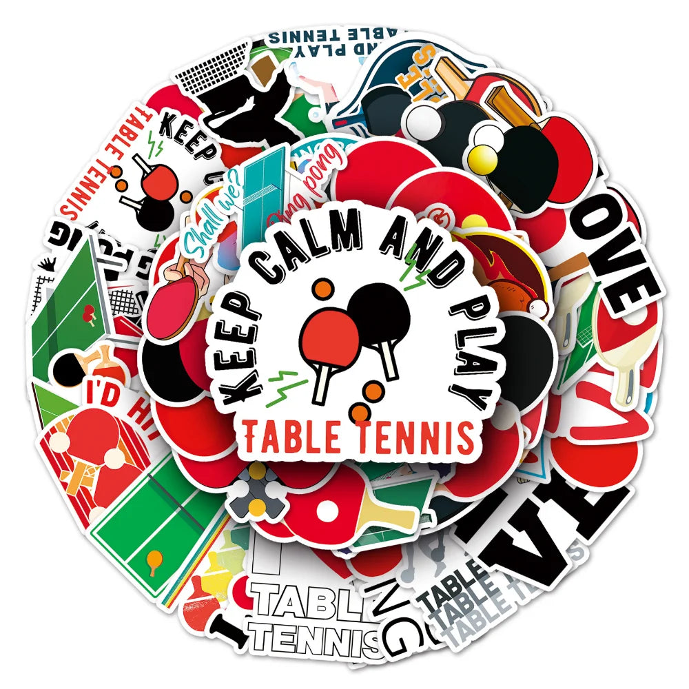 10/50PCS Table Tennis Cartoon Doodle Waterproof Sticker Decorative Luggage Laptop Helmet Skateboard Bike Motorcycle (ONLINE ORDER ONLY)
