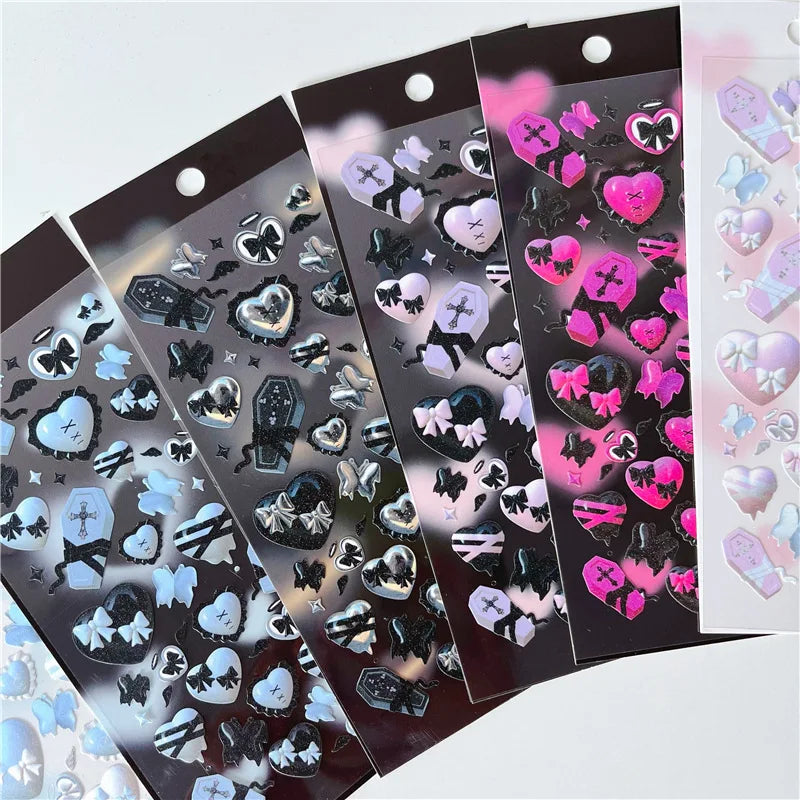 Asia Sweet Style 3D Love Heart Stickers Hand Account Idol Card DIY Material Decorative Sticker Personalized Kawaii Stationery (ONLINE ORDER ONLY)