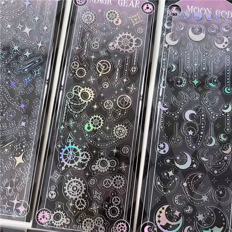 1pcs Hot Silver Laser Stereo Sticker Bright Stars Decorative Adhesive Sticker For Scrapbooking Diary Album Journal DIY Idol Card (Online Order Only)