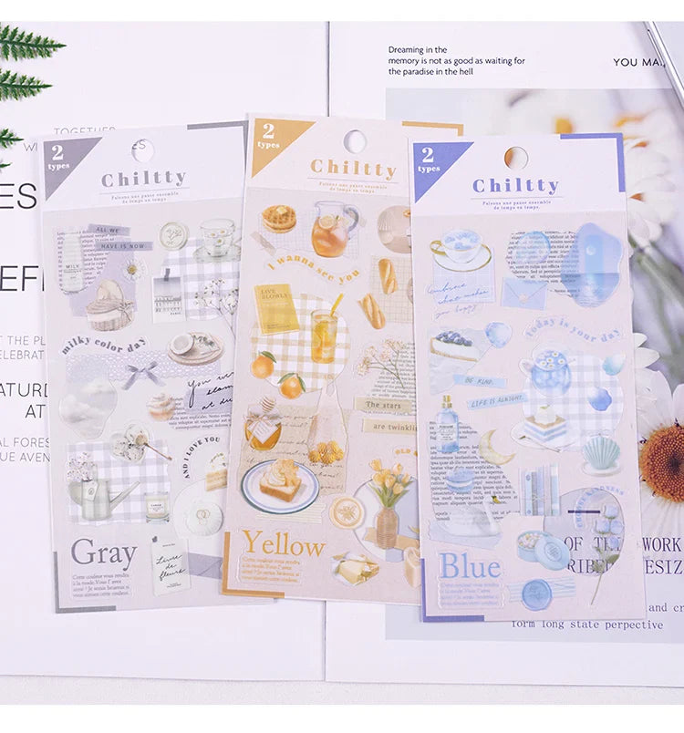 2pcs Japanese Cute Bear Strawberry Flower Landscaping Stickers Scrapbooking Junk Journal Planner Collage Material Stationery (ONLINE ORDER ONLY)