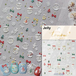 Crystal Ball Santa Claus Snowman Bowknot Red Christmas Tree Bell Socks Self Adhesive Nail Art Stickers Snowflake Manicure Decals (ONLINE ORDER ONLY)