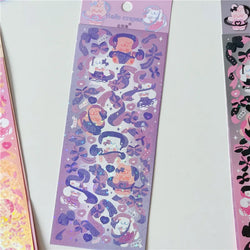 6/8pcs Kawaii Ribbon Rabbit Decorative Sticker Set Girls Scrapbooking Idol Card DIY Diary Album Collage Material Korean Stickers (ONLINE ORDER ONLY)