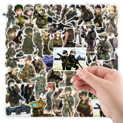 10/30/50pcs Anime Camouflage Female Military Uniform Girls Stickers Laptop Motorcycle Skateboard Phone Wall Sticker Kids Toys (ONLINE ORDER ONLY)
