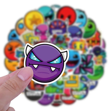 10/30/50PCS Geometry Dash Stickers Funny Jumping Game Sticker Scrapbook DIY Laptop Guitar Car Bike Skateboard Graffiti Decals (Online Order Only)