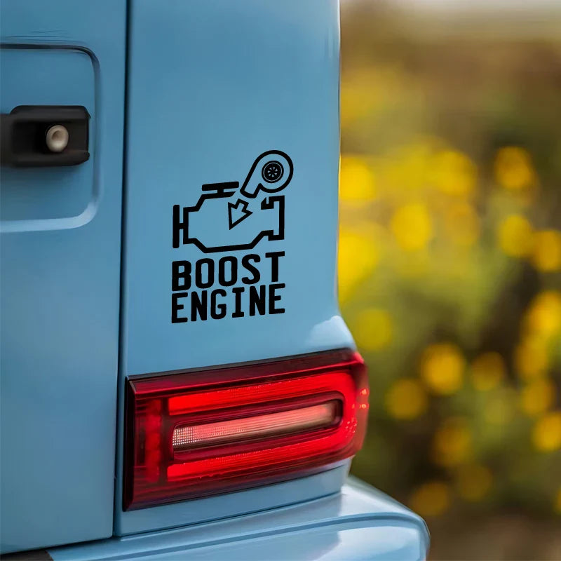 "BOOST ENGINE"stickers,creative decal High Quality And Durable Automobiles Exterior Accessories Self-adhesive Decals (ONLINE ORDER ONLY)
