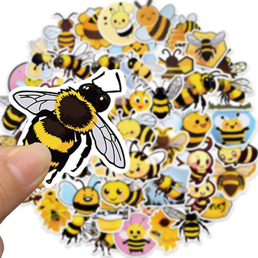 10/30/50PCS Kawaii Bee Cartoon Stickers Cute Decals Toys Decoration DIY Skateboard Phone Notebook fridge Cute Sticker For Kids (ONLINE ORDER ONLY)