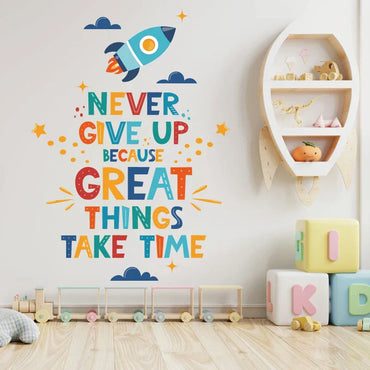 Creative Rocket Star Never Give Up Kids Room Wall Decal Sticker (Online Order Only)