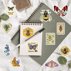 50pcs Retro Insects Stickers Toys Cute Animals Cartoon Decals For Kids DIY Laptop Scrapbook Stationery Fridge Funny Sticker (Online Order Only)