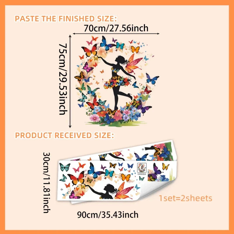 Butterfly Elf Girl Wall Stickers for Kids Room Bedroom Living Room Nursery Room Home Decor PVC Waterproof Wall Decals Posters (Online Order Only)