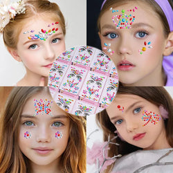 12Pcs 3D Stickers On The Face Rhinestone Makeup Bright Face Art Sticker Girl's Temporary Tattoo Rhinestone For Strasse Makeup &* (Online Order Only)