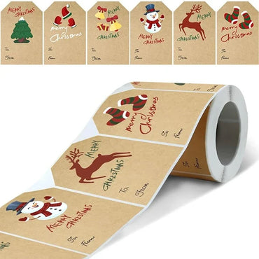 250PCS Christmas Gift Tag Stickers Self-Adhesive for Christmas Presents Labels Sticker Snowmen Xmas Tree Deer Holiday Gift (ONLINE ORDER ONLY)