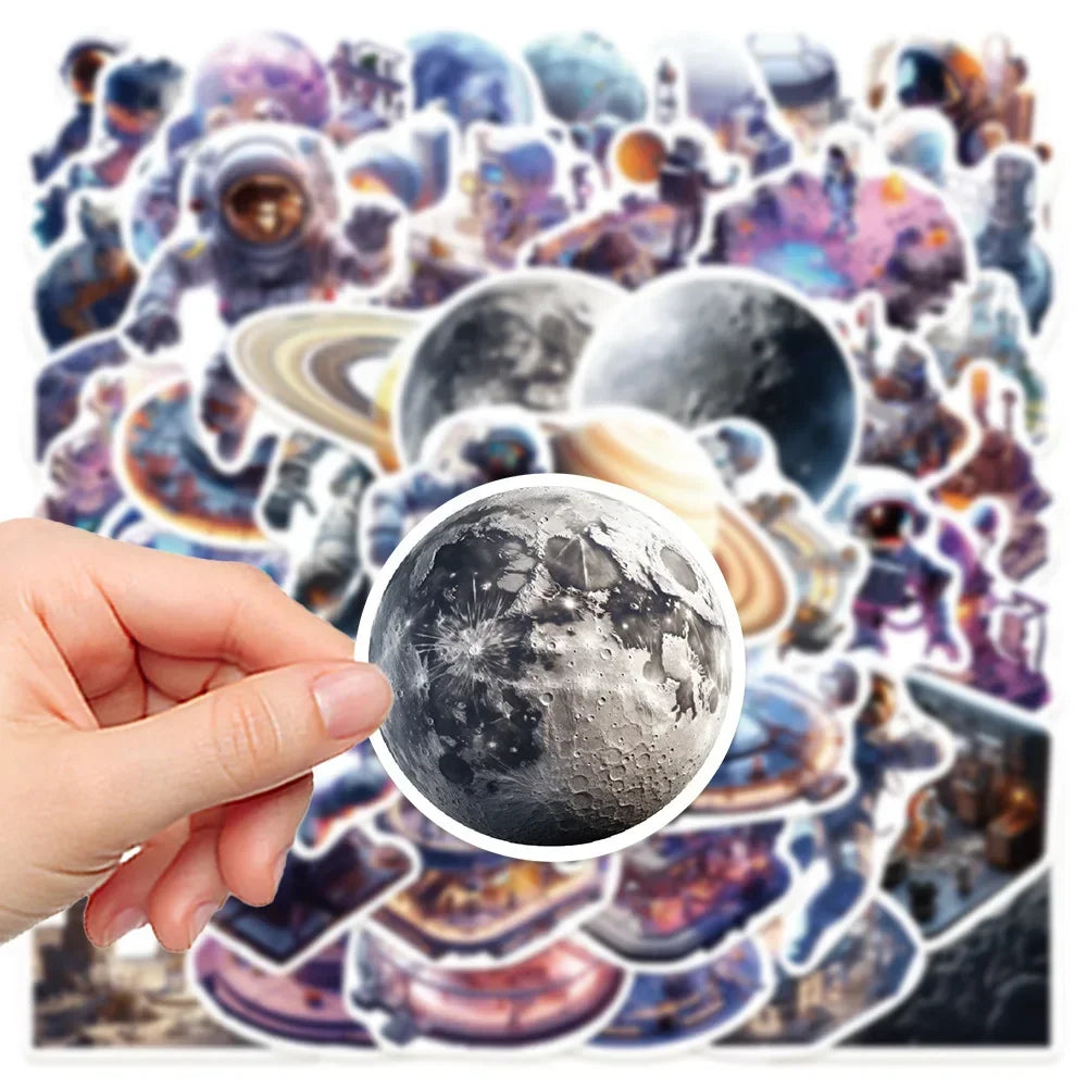 10/50Pcs Space Astronaut Stickers Laptop Refrigerator Ledger Phone Case Luggage Decoration Waterproof DIY Sticker Toys for Kids (ONLINE ORDER ONLY)