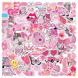 50/100PCS Pink VSCO Cute Girl Stickers Aesthetic Skateboard Laptop Guitar Graffiti Luggage Sticker Waterproof Decal Toys (Online Order Only)