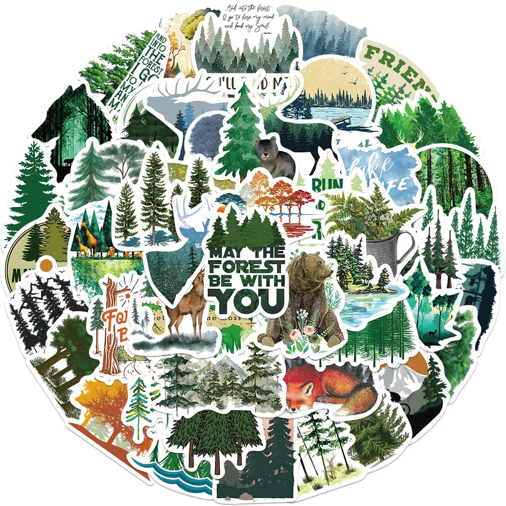 Cartoon Forest Stickers Waterproof Decals for Laptop Phone Suitcase Skateboard (Online Order Only)